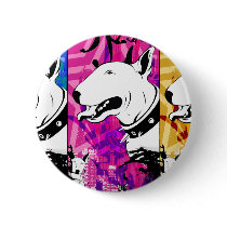 Artistic Bull Terrier Dog Breed Design buttons
