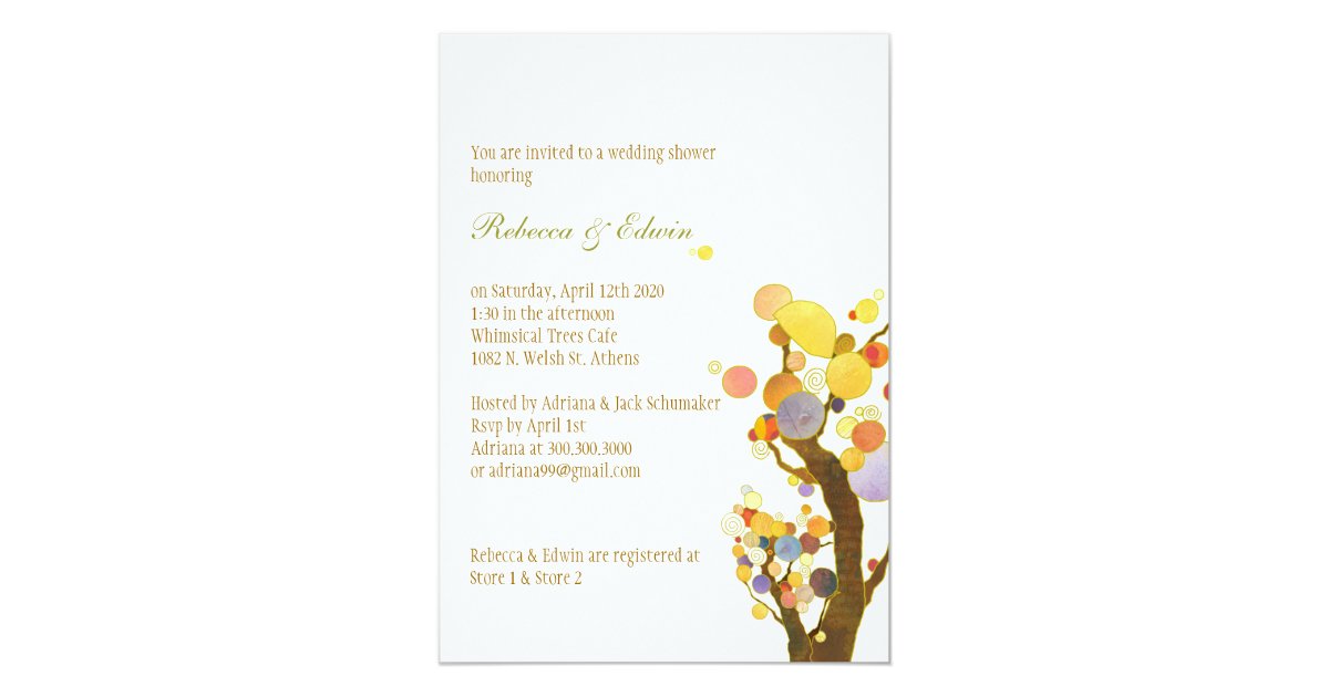 Artistic Colorful Trees Wedding Couples Shower Card Zazzle