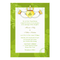 Artistic, Cute Claddagh Heart Irish Wedding Invite