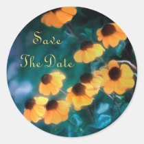 Artistic Daisy Yellow Save The Date Sticker