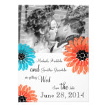 Artistic Garden Coral and Blue Save the Date Announcement