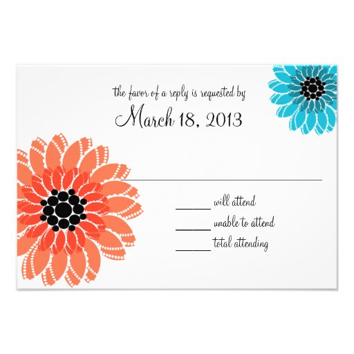 Artistic Garden Coral and Blue Wedding Personalized Invitation