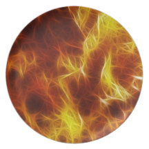 Artistic Gold & Orange Fractal-effect Plate Design