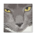 Artistic Gray Cat Face magnets by cre8iveheart Artistic Gray Cat Face magnets