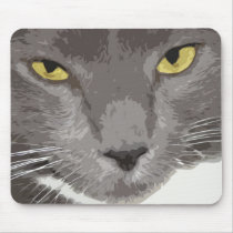 Artistic Gray Cat Face mousepads