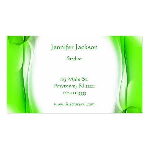 Artistic Green Business Cards (front side)