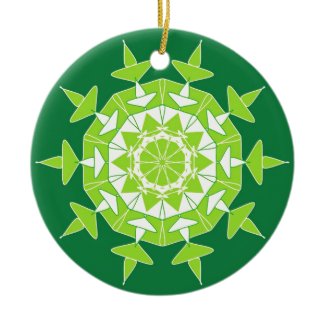 Artistic green mandala christmas tree ornament