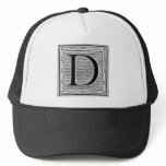 Artistic Letter "D" Woodcut Woodblock Initial Mesh Hats