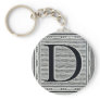Artistic Letter "D" Woodcut Woodblock Initial Key Chain