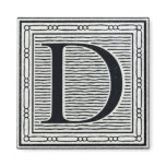 Artistic Letter "D" Woodcut Woodblock Initial Refrigerator Magnet