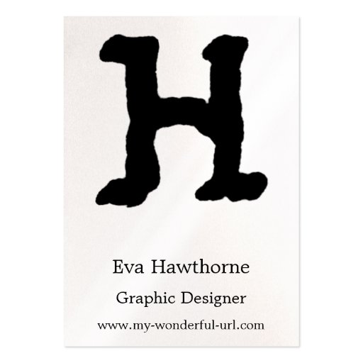 Artistic Letter "H" Hand Lettered Style Initial Business Card Template (front side)