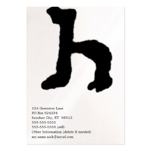 Artistic Letter "H" Hand Lettered Style Initial Business Card Template (back side)
