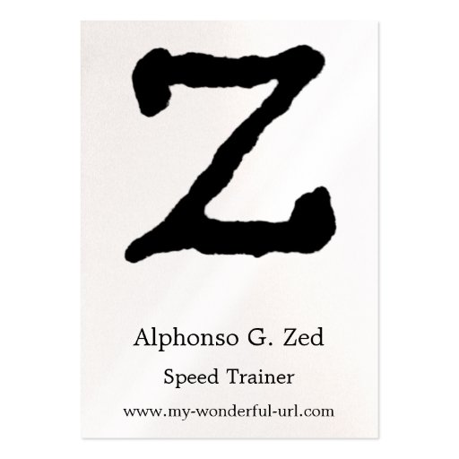 Artistic Letter "Z" Hand Lettered Style Initial Business Card (front side)