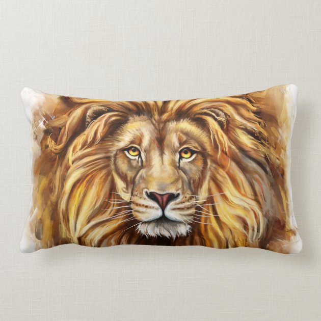 Artistic Lion Face Lumbar Pillow