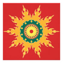Artistic mandala on red invitations