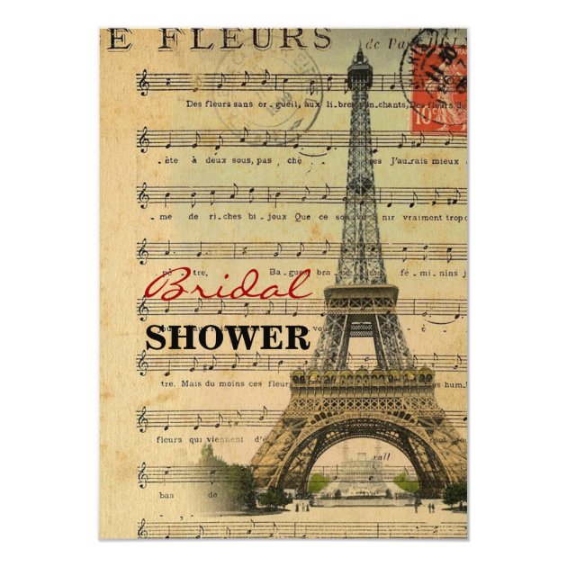 Artistic music notes Paris Eiffel Tower Card