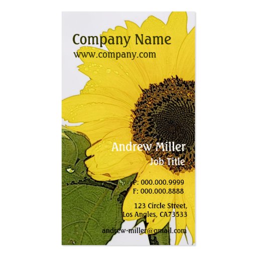 Artistic Nature l Single Morning Dew Sunflower Business Cards