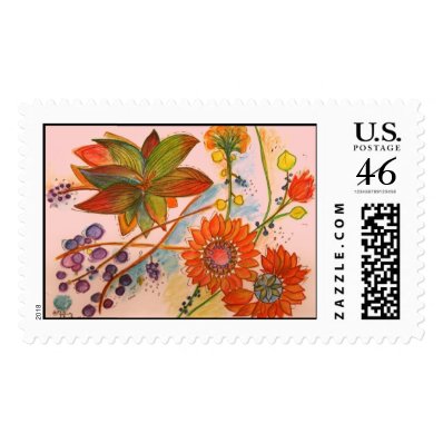 Artistic orange Orchid Stamp