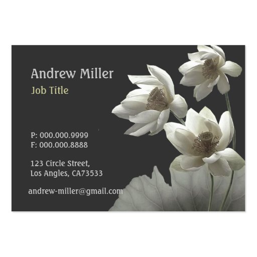 Artistic Oriental Lotus Blossoms Waterlilies Business Card (front side)