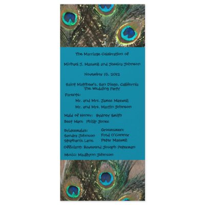 Artistic Peacock Wedding Program Announcement by Peacocks
