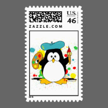 Artistic Penguin Postage Stamp
