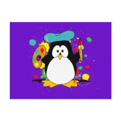 Artistic Penguin Post Card
