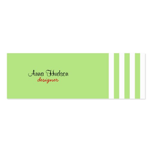 Artistic Retro Chic Stripes Lines White Green Business Card