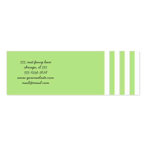 Artistic Retro Chic Stripes Lines White Green Business Card (back side)