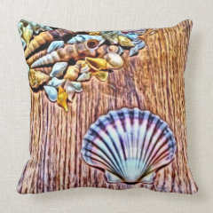 Artistic Seashells Throw Pillow