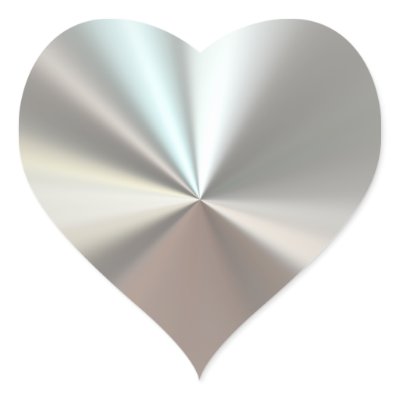 Artistic silver metal heart stickers