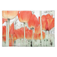 artistic style red tulip flowers. floral garden placemats