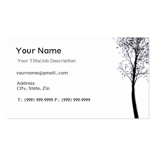 Artistic Tree Business Card Template (back side)