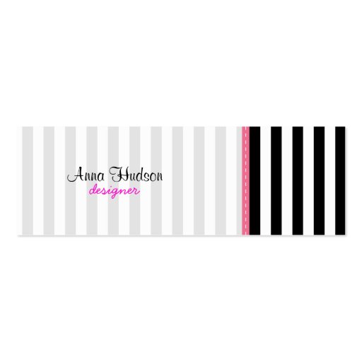 Artistic Trendy Chic Stripes Black White Pink Business Card Template
