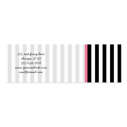 Artistic Trendy Chic Stripes Black White Pink Business Card Template (back side)