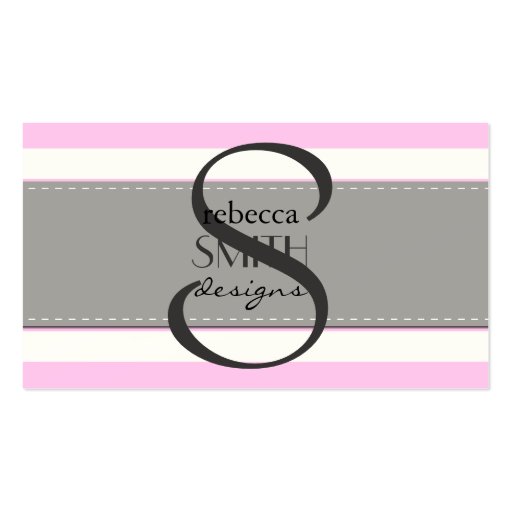 Artistic Trendy Chic Stripes Pink White Gray Business Card Templates