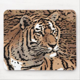 Artistic wild tiger mousepad
