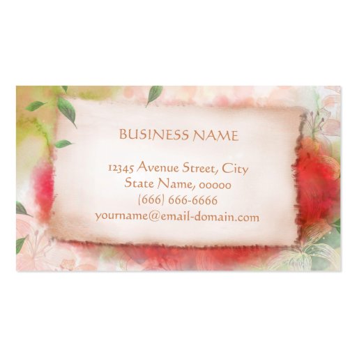 Artistry Watercolor Floral Painting Business Card Templates (back side)