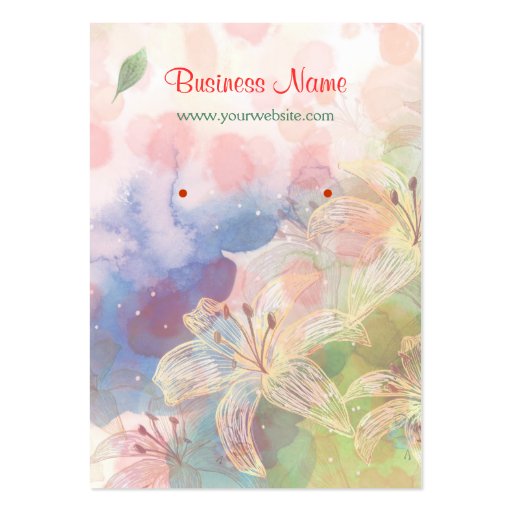 Artistry Watercolor Floral Painting Earring Cards Business Card Template (front side)