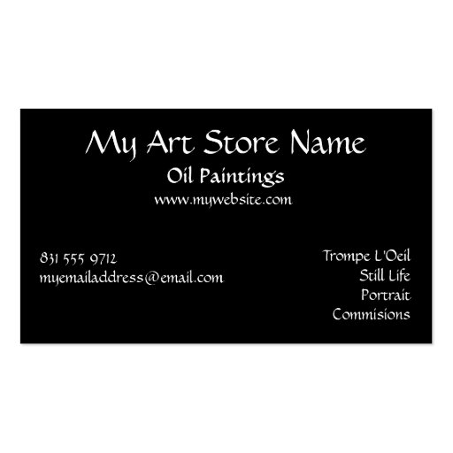 Artist's Business Card (back side)