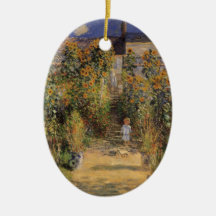 Artist's Garden at Vetheuil by Monet, Vintage Art Christmas Ornament
