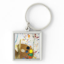 Artists Paint Splatter And Pallet of Paint Key Chain