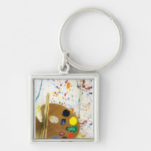 Artists Paint Splatter And Pallet of Paint Key Chain
