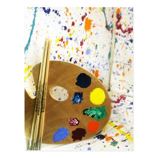 Artists Paint Splatter And Pallet of Paint Postcards