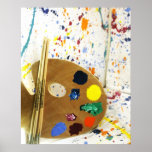 Artists Paint Splatter And Pallet of Paint Posters