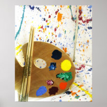Artists Paint Splatter And Pallet of Paint Posters