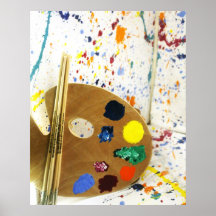 Artists Paint Splatter And Pallet of Paint Posters
