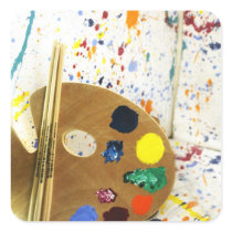 Artists Paint Splatter And Pallet of Paint Sticker