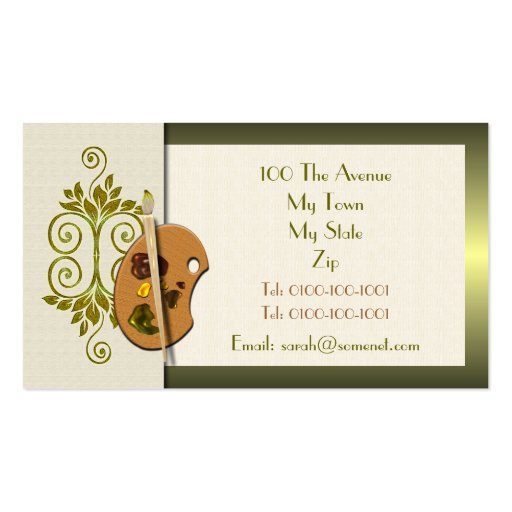 Artists Palette Graphic Profile Card Business Card (back side)