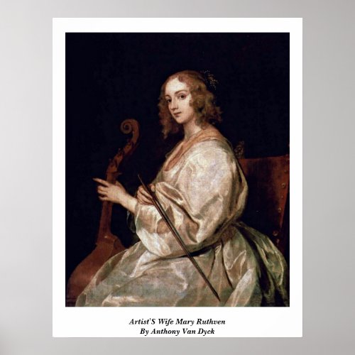 Artist'S Wife Mary Ruthven By Anthony Van Dyck Print