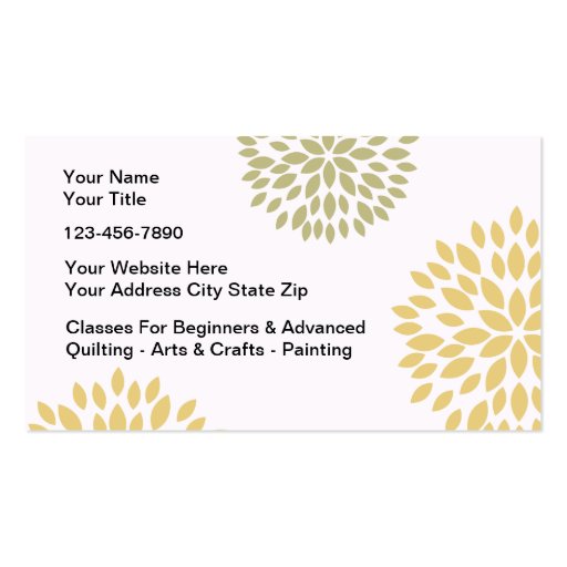 Arts And Crafts Business Cards (back side)